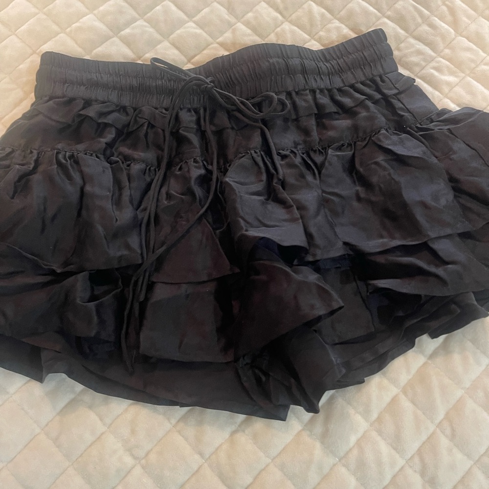 Black Ruffled Mini Skirt